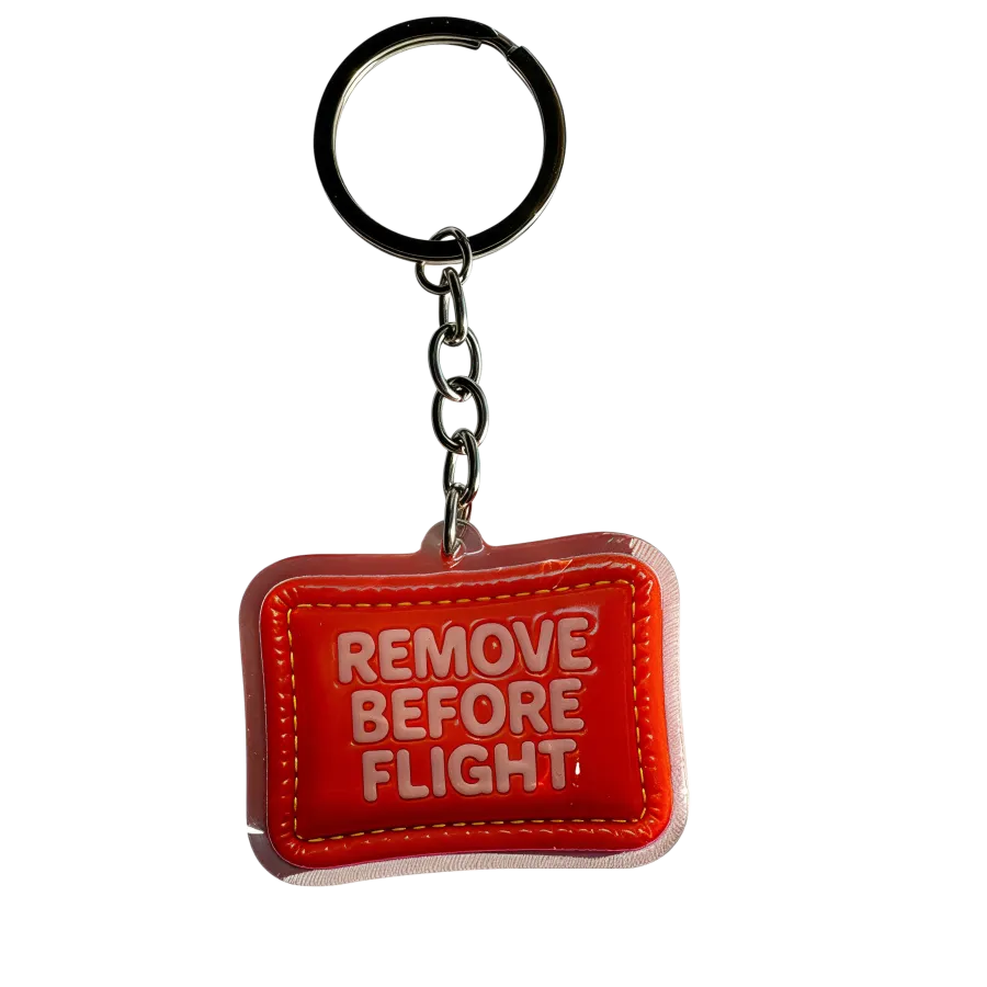 Portachiavi in acrilico “REMOVE BEFORE FLIGHT”
