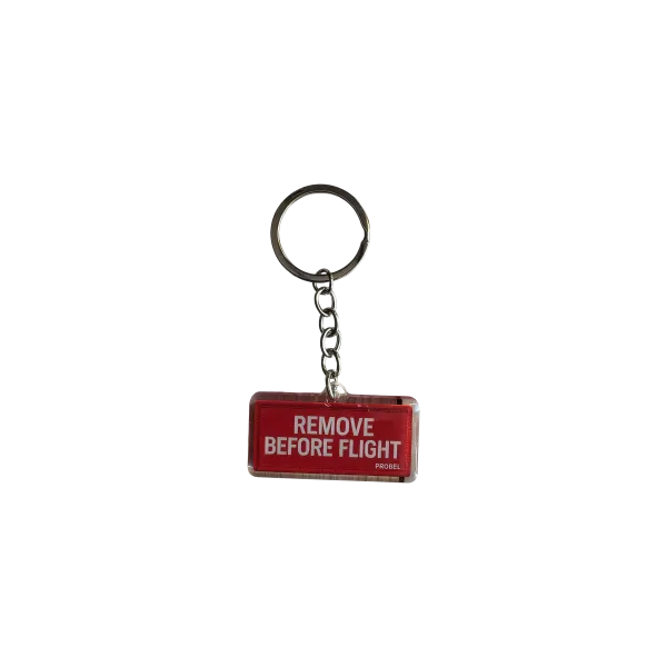 Stoff-Schlüsselanhänger „REMOVE BEFORE FLIGHT“