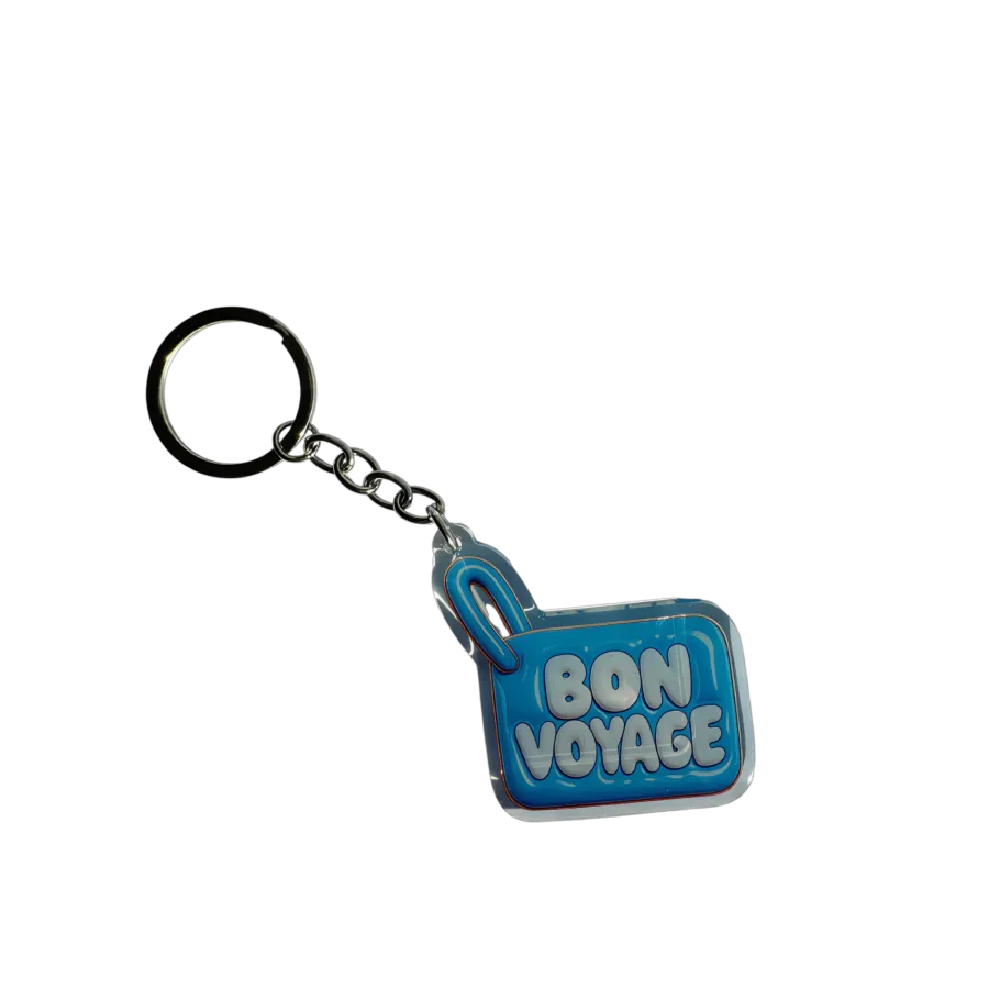 Acryl-Schlüsselanhänger BON VOYAGE (hellblau)