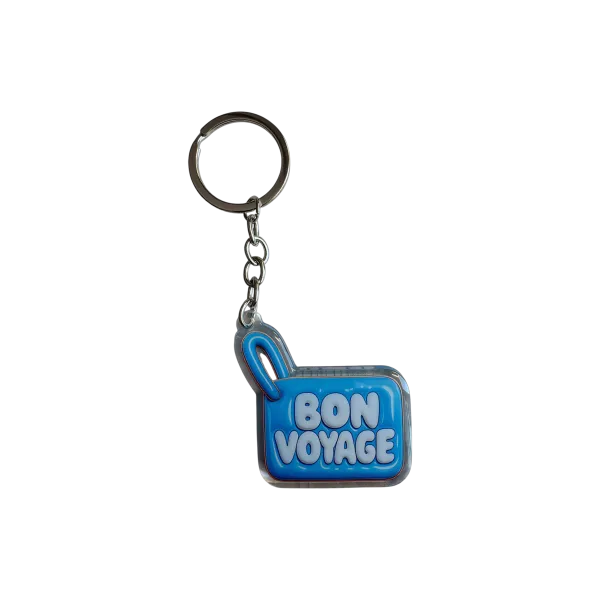 Acryl-Schlüsselanhänger BON VOYAGE (hellblau)