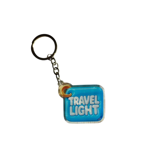 Acryl-Schlüsselanhänger TRAVEL LIGHT (hellblau)