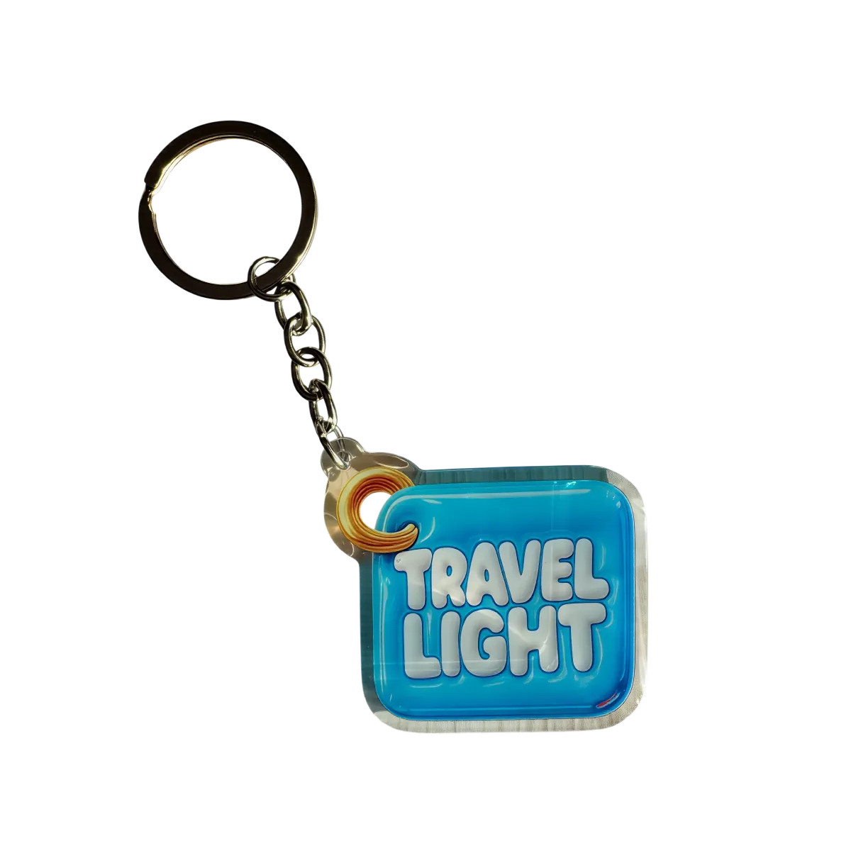Akryl-Schlüsselanhänger TRAVEL LIGHT (hellblau)