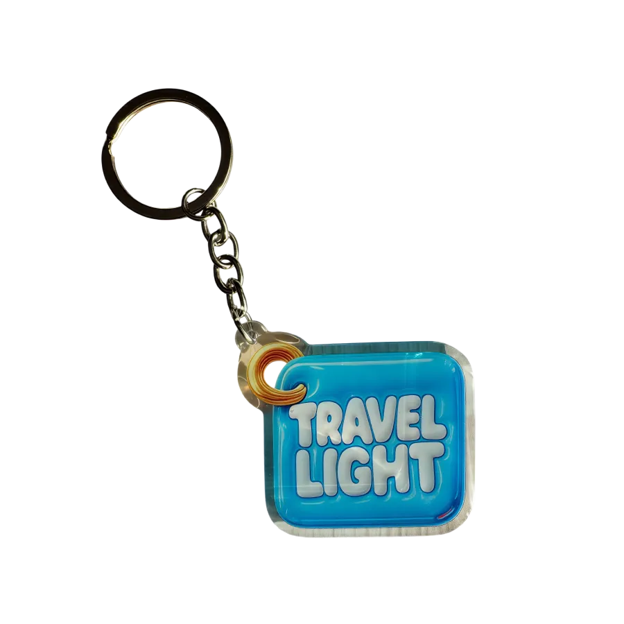 Acryl-Schlüsselanhänger TRAVEL LIGHT (hellblau)