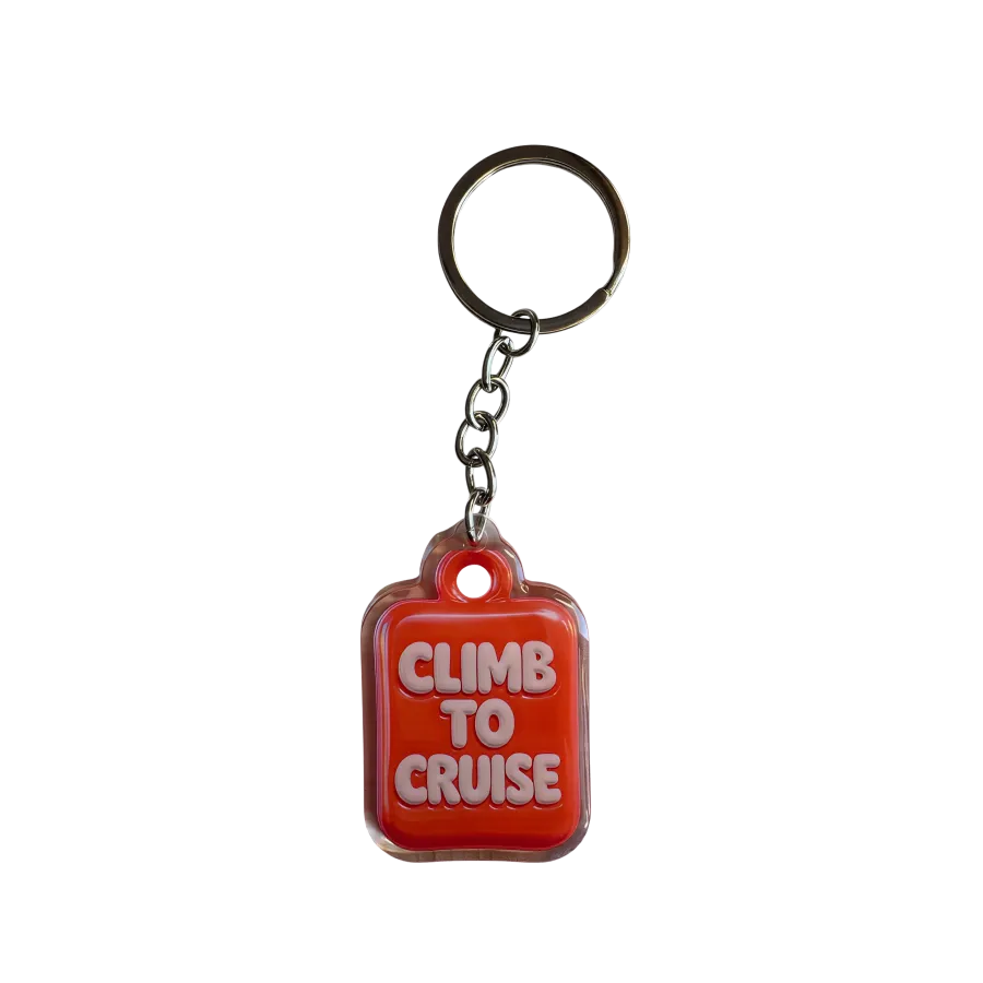 Acryl-Schlüsselanhänger CLIMB TO CRUISE (rot)
