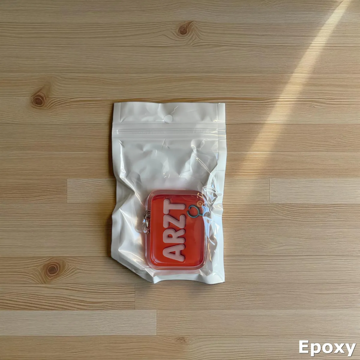 Akrylowy brelok ARZT stetoskopem (czerwony)