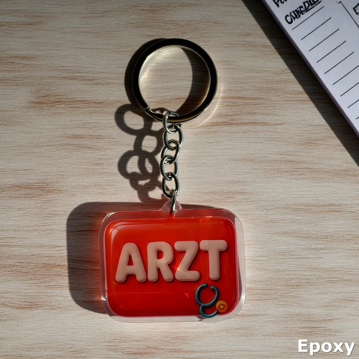 Akrylowy brelok ARZT stetoskopem (czerwony)
