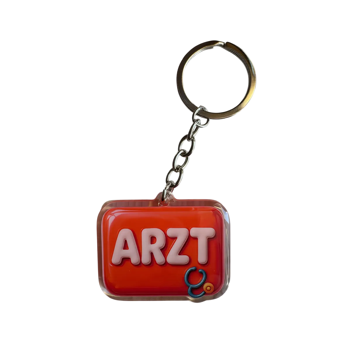 Akrylowy brelok ARZT stetoskopem (czerwony)
