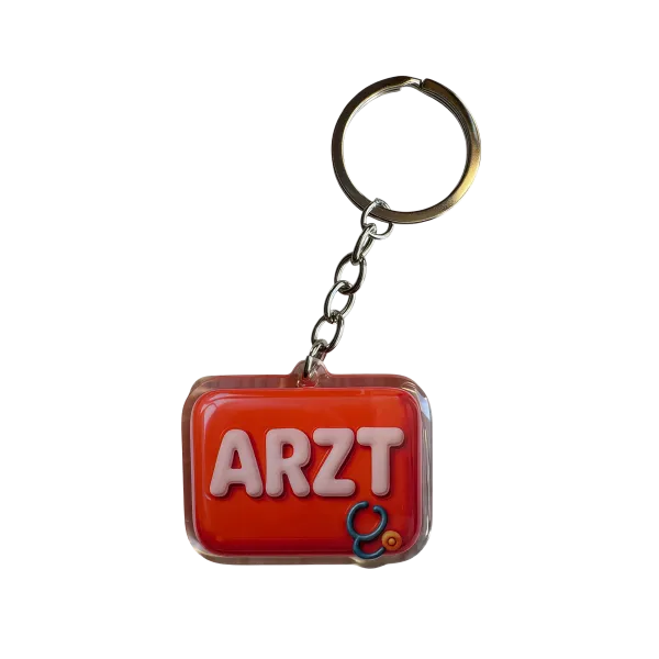 Acryl-Schlüsselanhänger ARZT Stethoskop (rot)