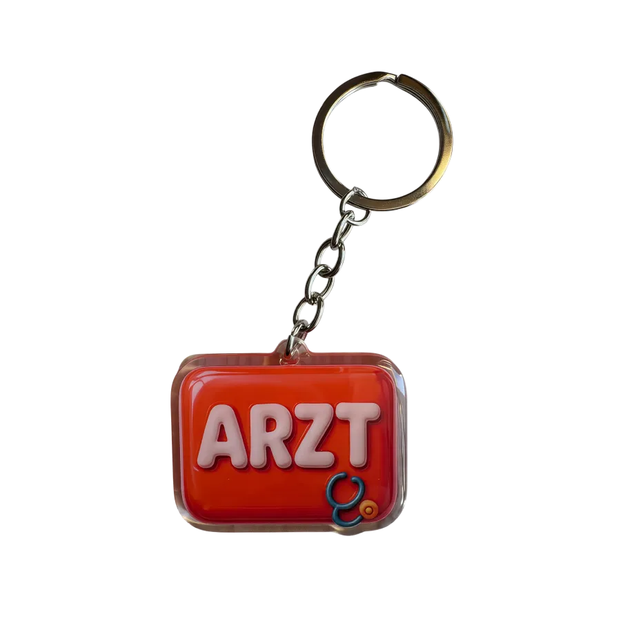 Acryl-Schlüsselanhänger ARZT Stethoskop (rot)