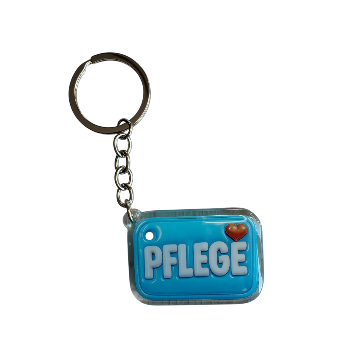 Akryl-Schlüsselanhänger PFLEGE (hellblau)