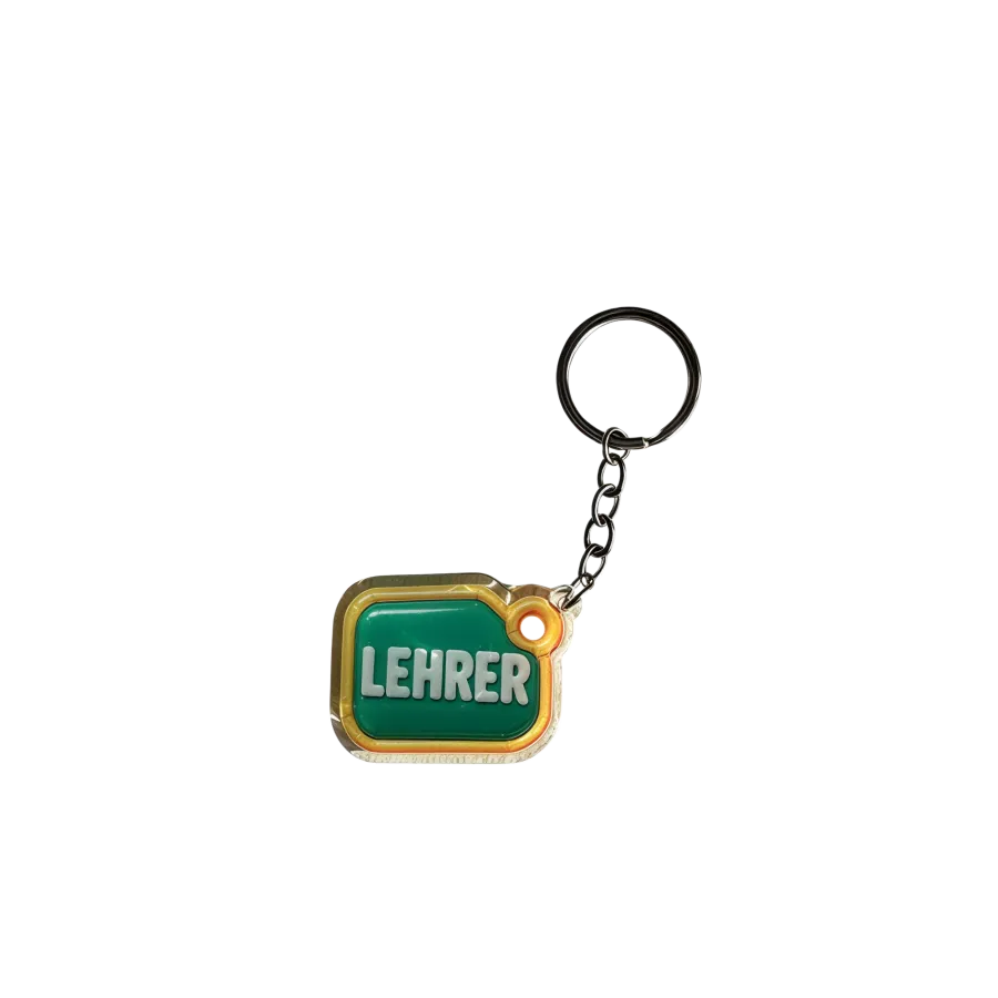 Acryl-Schlüsselanhänger LEHRER (grün-gelb)