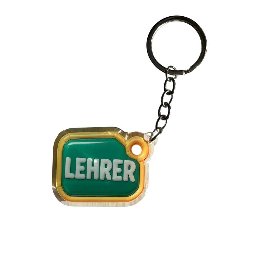 Acryl-Schlüsselanhänger LEHRER (grün-gelb)
