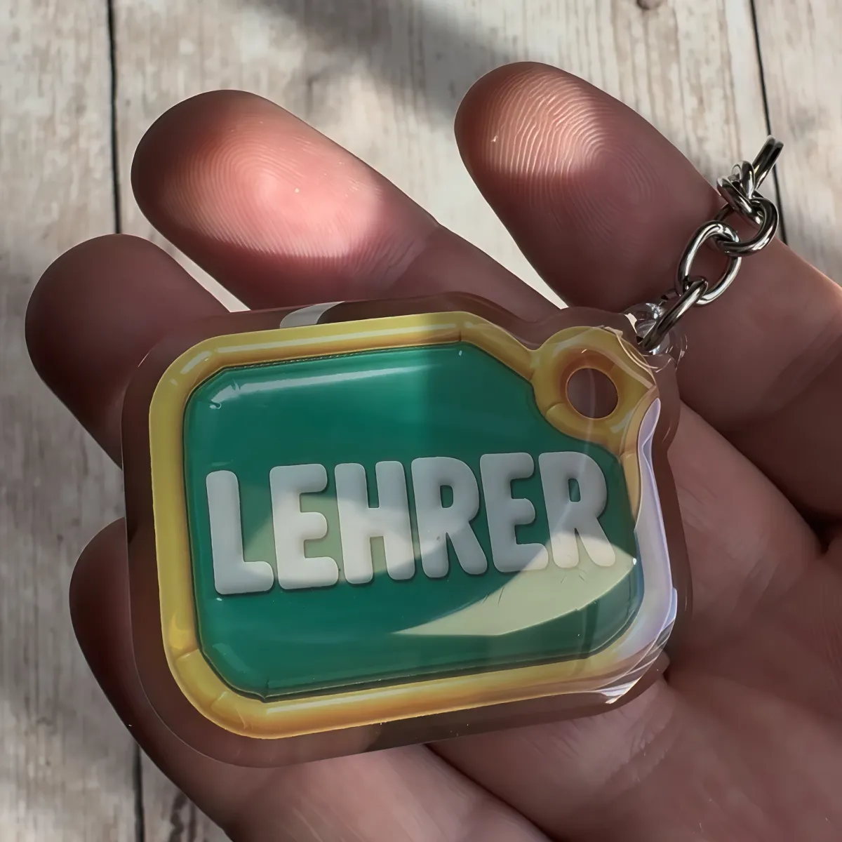 Akrylowy brelok LEHRER (zielono-żółty)