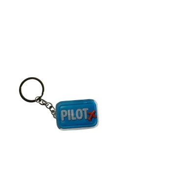 Akrylowy brelok PILOT (niebieski z czerwonym samolotem)
