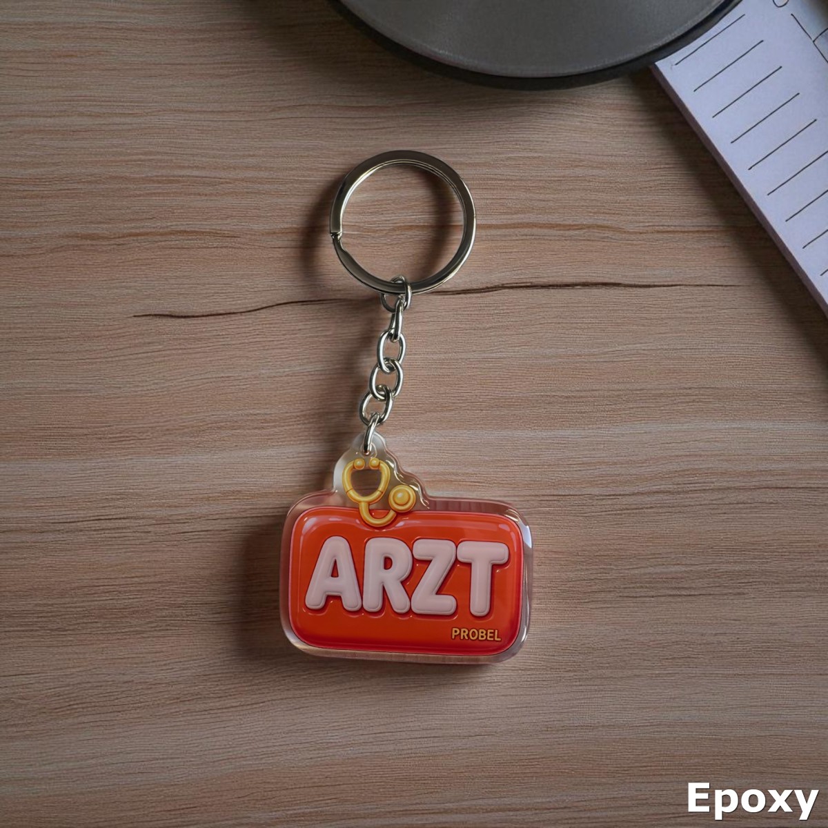 Акриловый брелок ARZT (красный со стетоскопом)