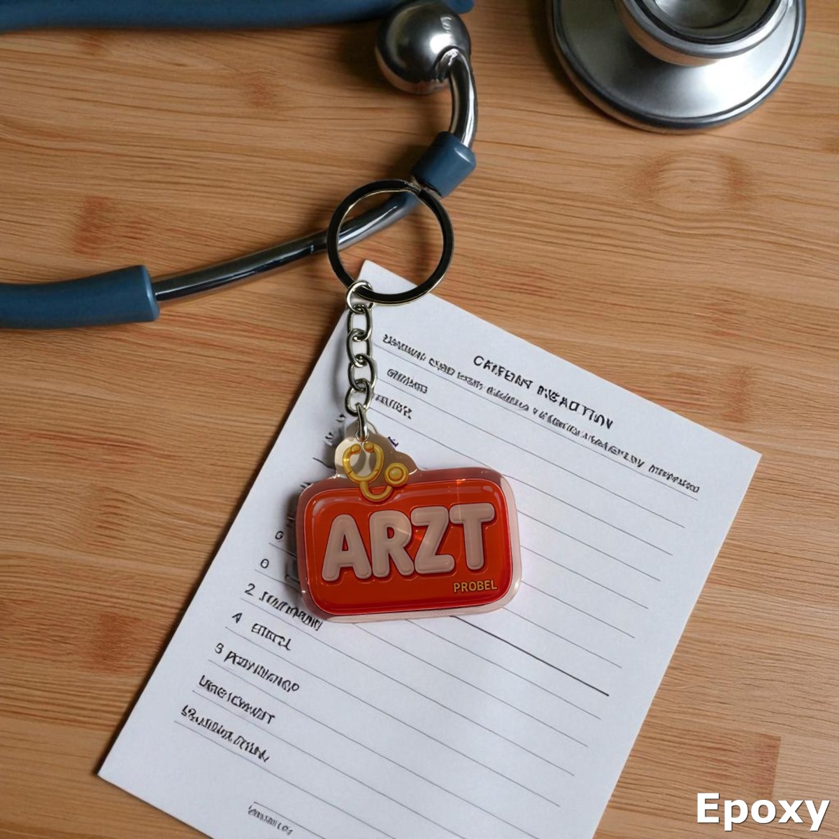 Акриловый брелок ARZT (красный со стетоскопом)