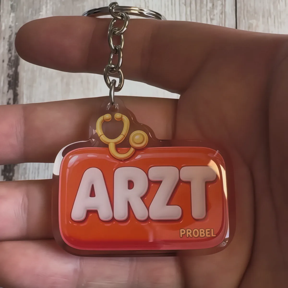 Акриловый брелок ARZT (красный со стетоскопом)