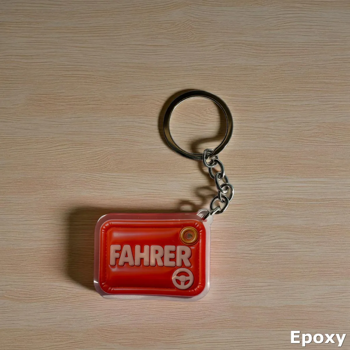 Akrylowy brelok FAHRER (czerwony z kierownicą)