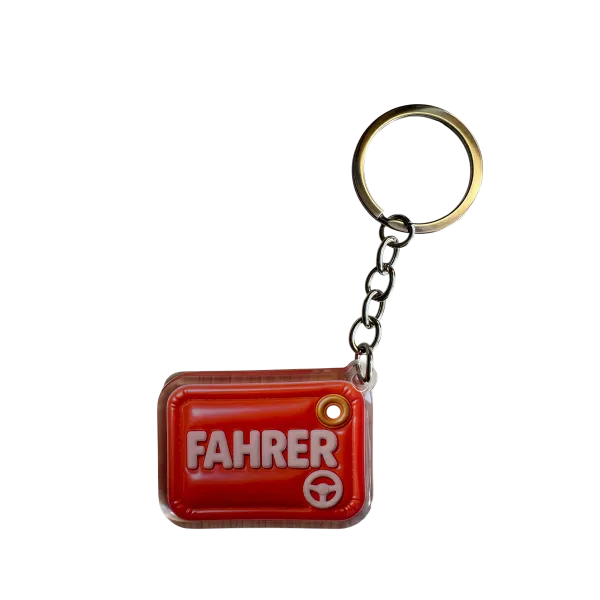 Acryl-Schlüsselanhänger FAHRER (rot mit Lenkrad)