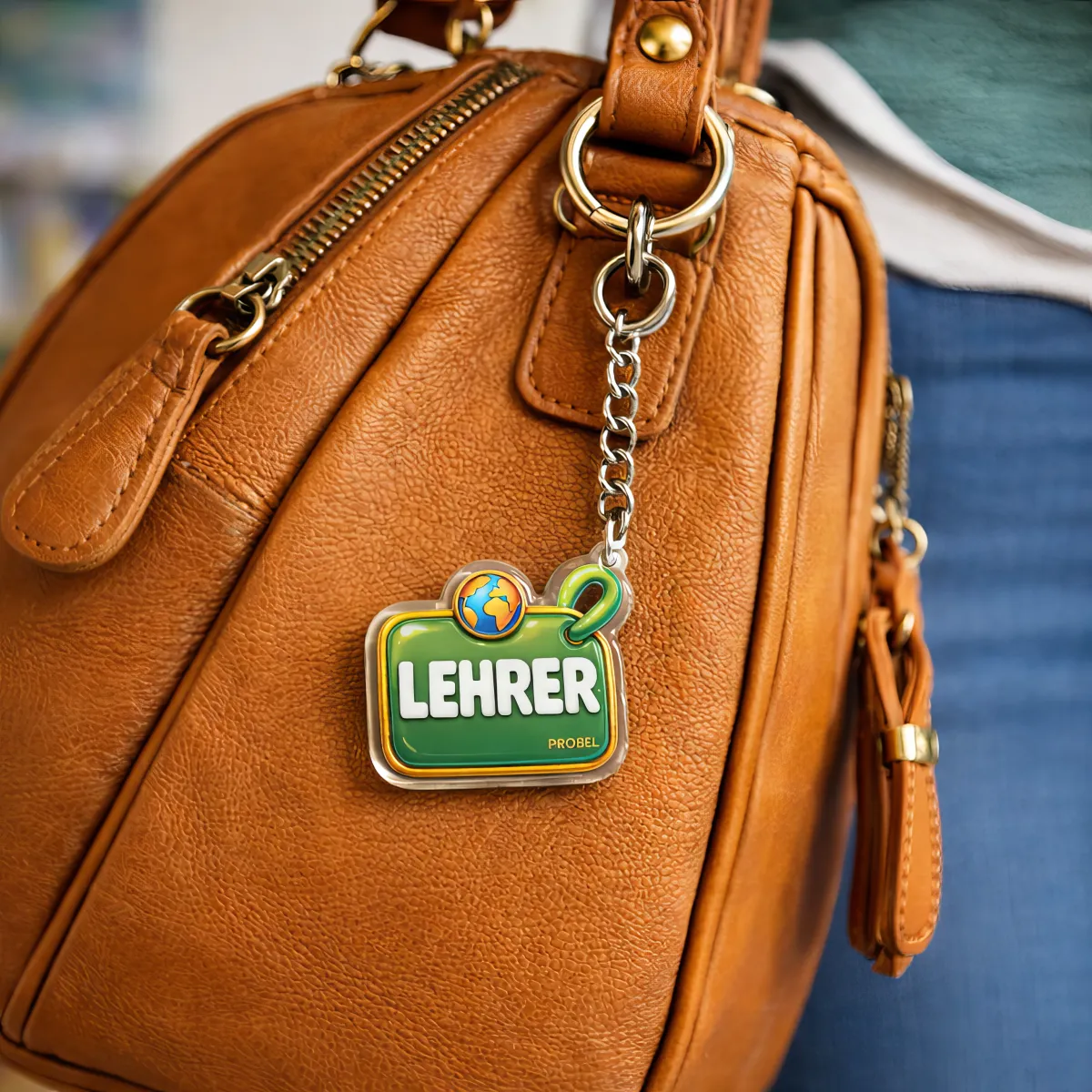 Akrylowy brelok LEHRER z globusem (zielony)