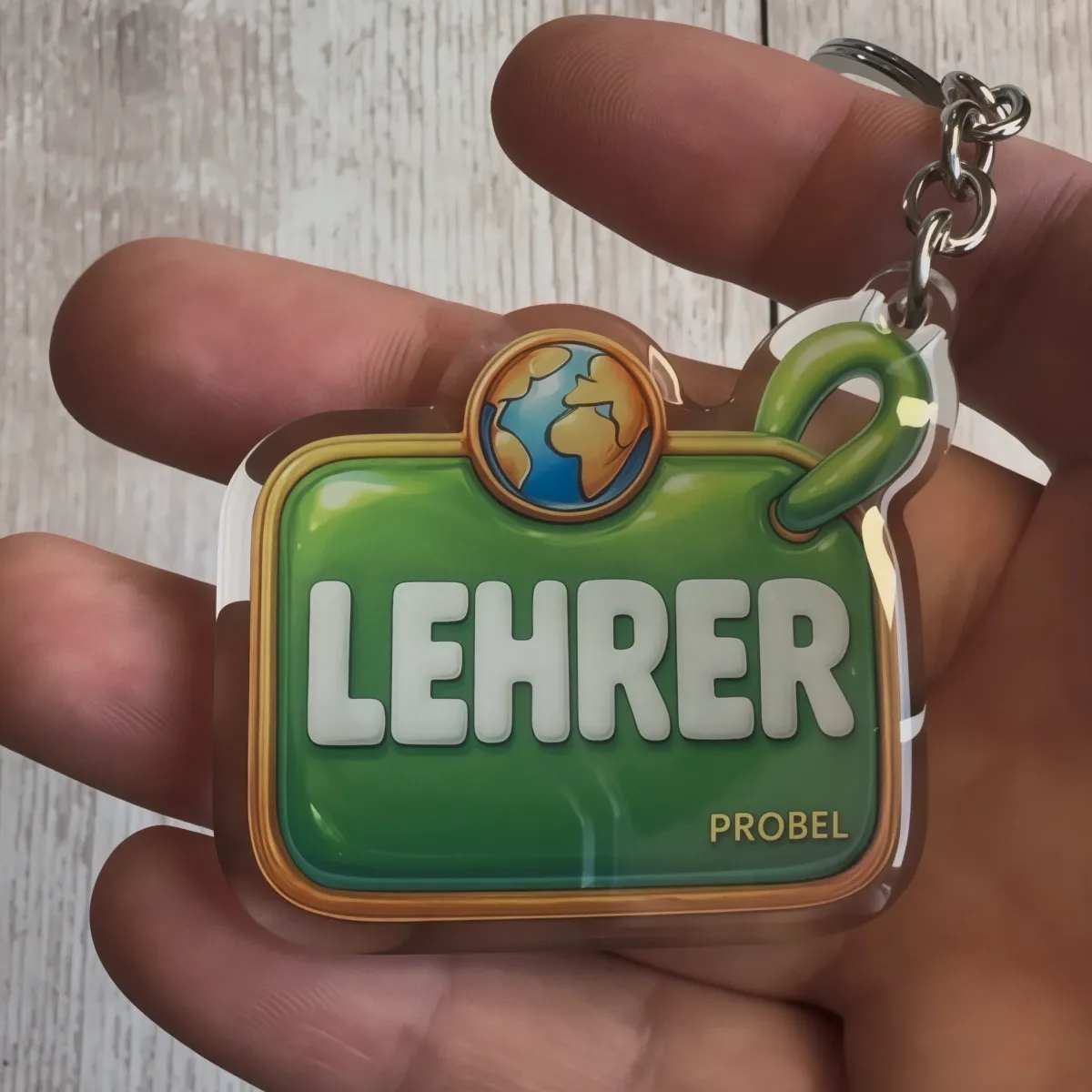 Akrylowy brelok LEHRER z globusem (zielony)