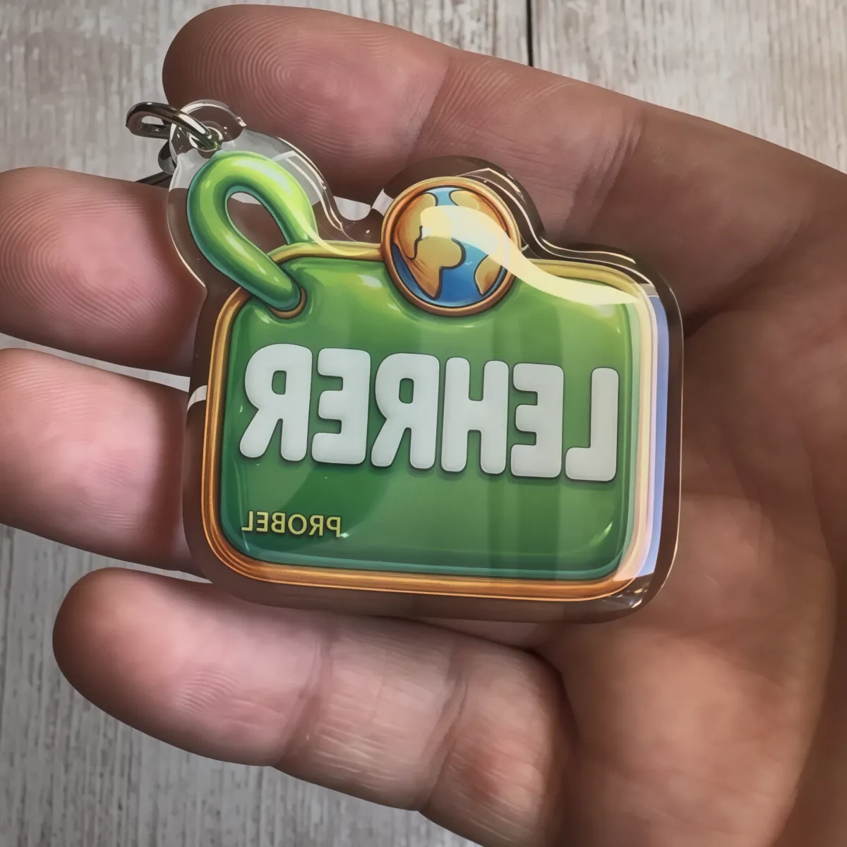 Akrylowy brelok LEHRER z globusem (zielony)