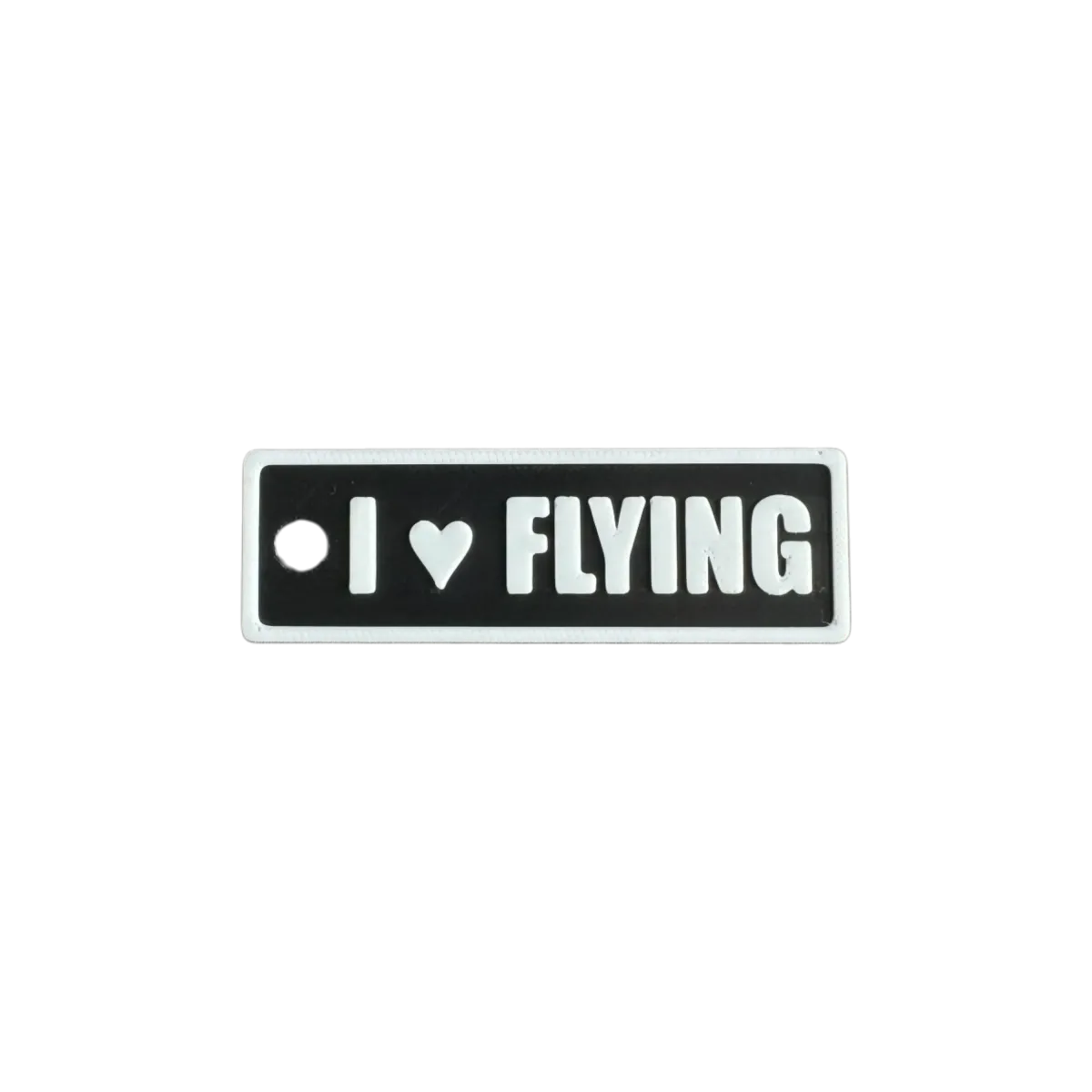 Schlüsselanhänger "I ♥ FLYING" – Aviation Kunststoff Tag 82×26 mm