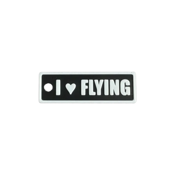 Schlüsselanhänger "I ♥ FLYING" – Aviation Kunststoff Tag 82×26 mm