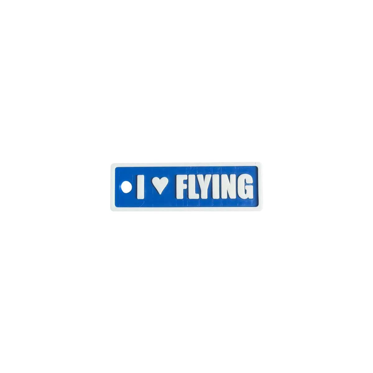 Schlüsselanhänger "I ♥ FLYING" – Aviation Kunststoff Tag 82×26 mm