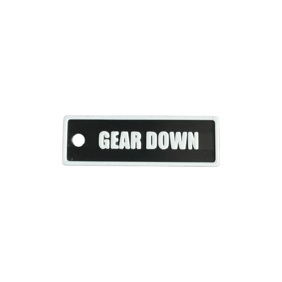 Schlüsselanhänger "GEAR DOWN" – Aviation Kunststoff Tag 82×26 mm
