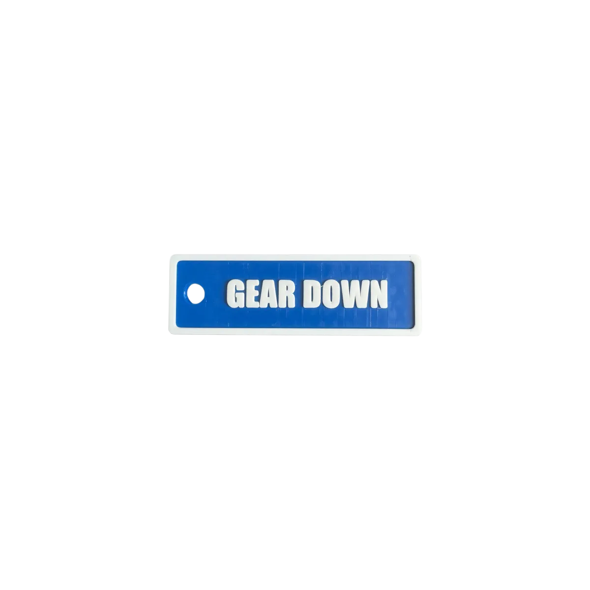 Schlüsselanhänger "GEAR DOWN" – Aviation Kunststoff Tag 82×26 mm