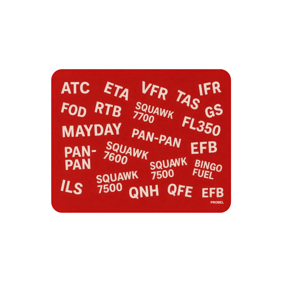 Tappetino per mouse "Aviation Abbreviations" PROBEL – Stile aviazione, rosso