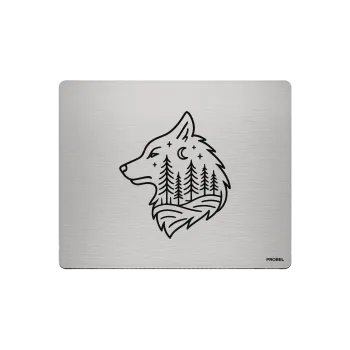 Aluminium-Mousepad PROBEL – Lasergravur „Wolf im Wald bei Nacht“