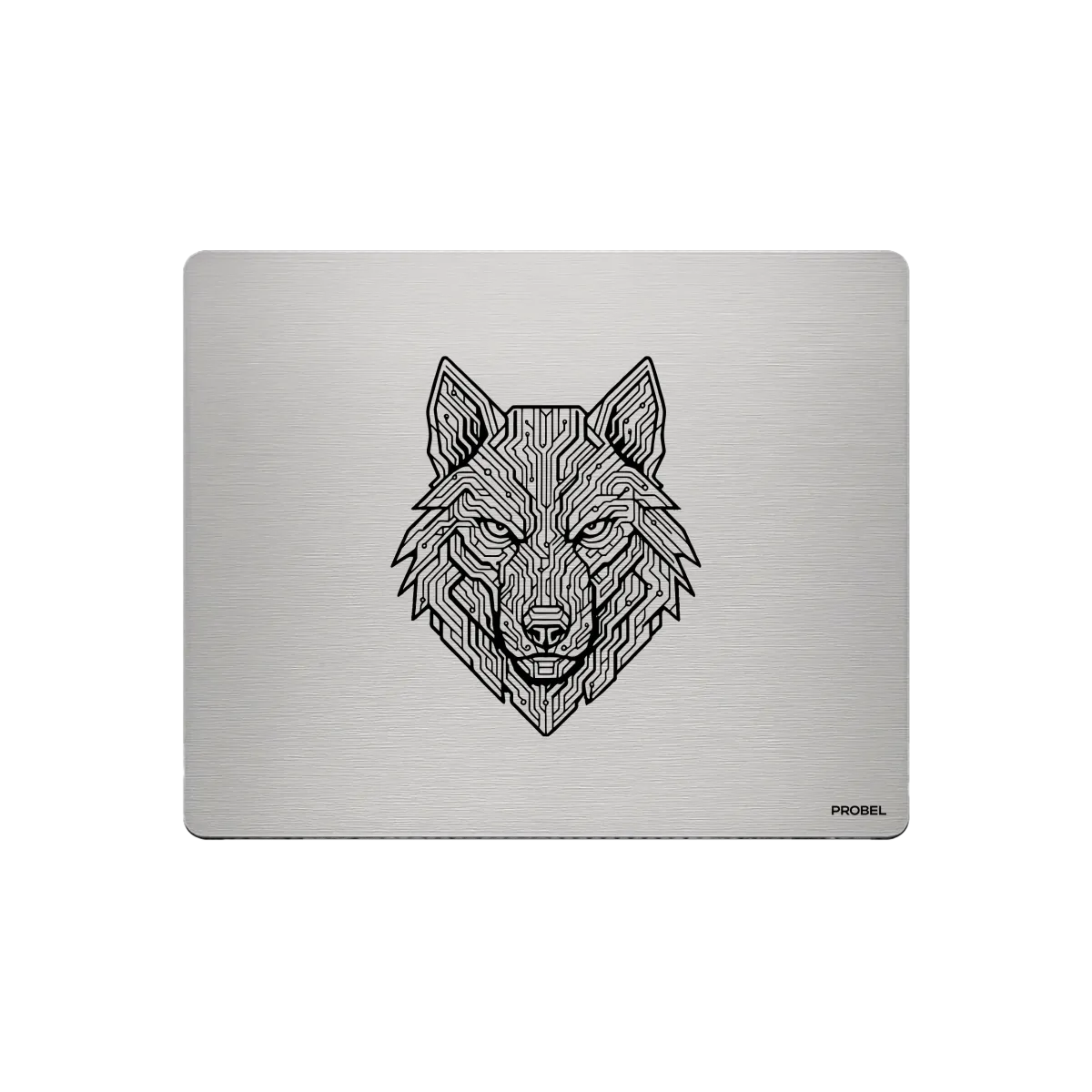 Aluminium-Mousepad PROBEL – Lasergravur „Cyber Wolf“