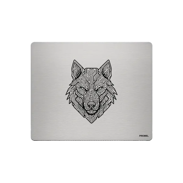 Aluminium-Mousepad – Lasergravur „Cyber Wolf“