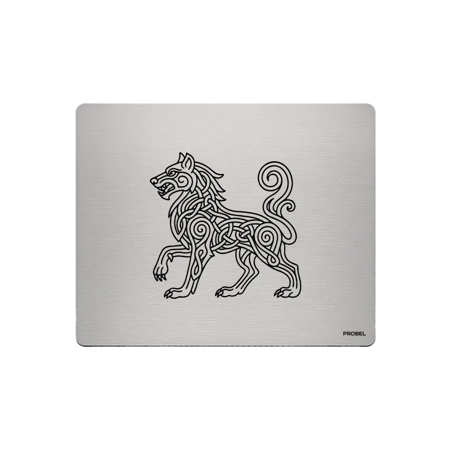Aluminium-Mousepad – Lasergravur „Keltischer Wolf“