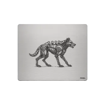 Aluminium-Mousepad – Lasergravur „Mechanischer Wolf“