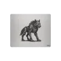 Aluminium-Mousepad – Lasergravur „Gepanzerter Cyber-Wolf“