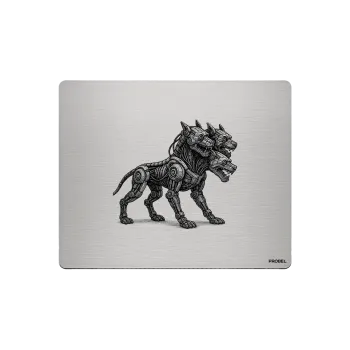 Aluminium-Mousepad – Lasergravur „Dreiköpfiger Cyber-Wolf“