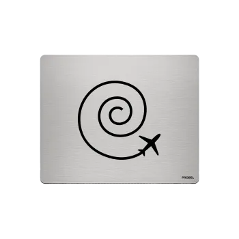 Aluminium-Mousepad – Lasergravur „Flugspirale mit Flugzeug“