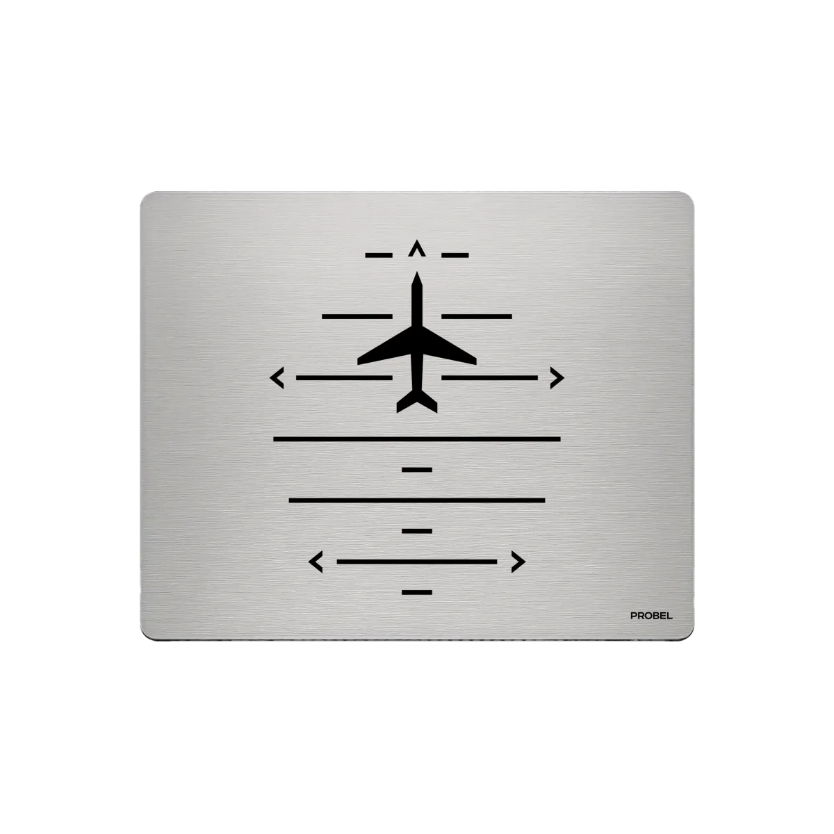 Aluminium-Mousepad – Lasergravur „Flugzeug mit Navigationslinien“