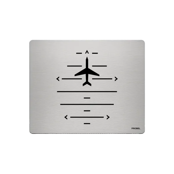 Aluminium-Mousepad – Lasergravur „Flugzeug mit Navigationslinien“