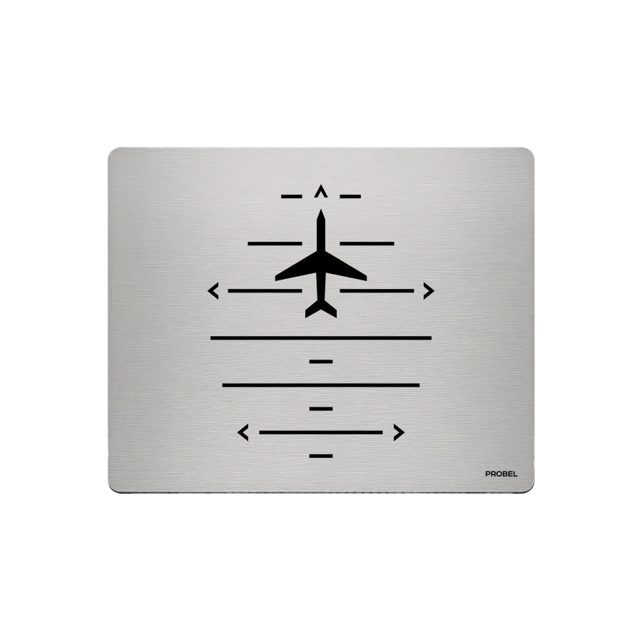 Aluminium-Mousepad – Lasergravur „Flugzeug mit Navigationslinien“