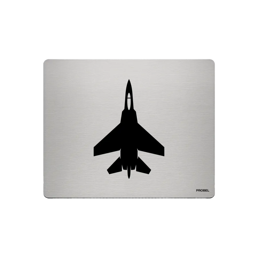 Aluminium-Mousepad – Lasergravur „Kampfjet Silhouette“