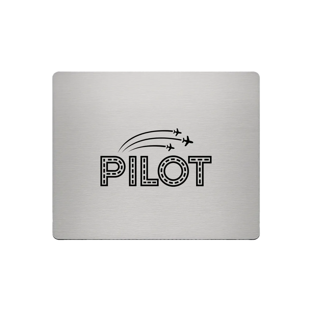 Aluminium-Mousepad – Lasergravur „PILOT mit Runway-Schrift“