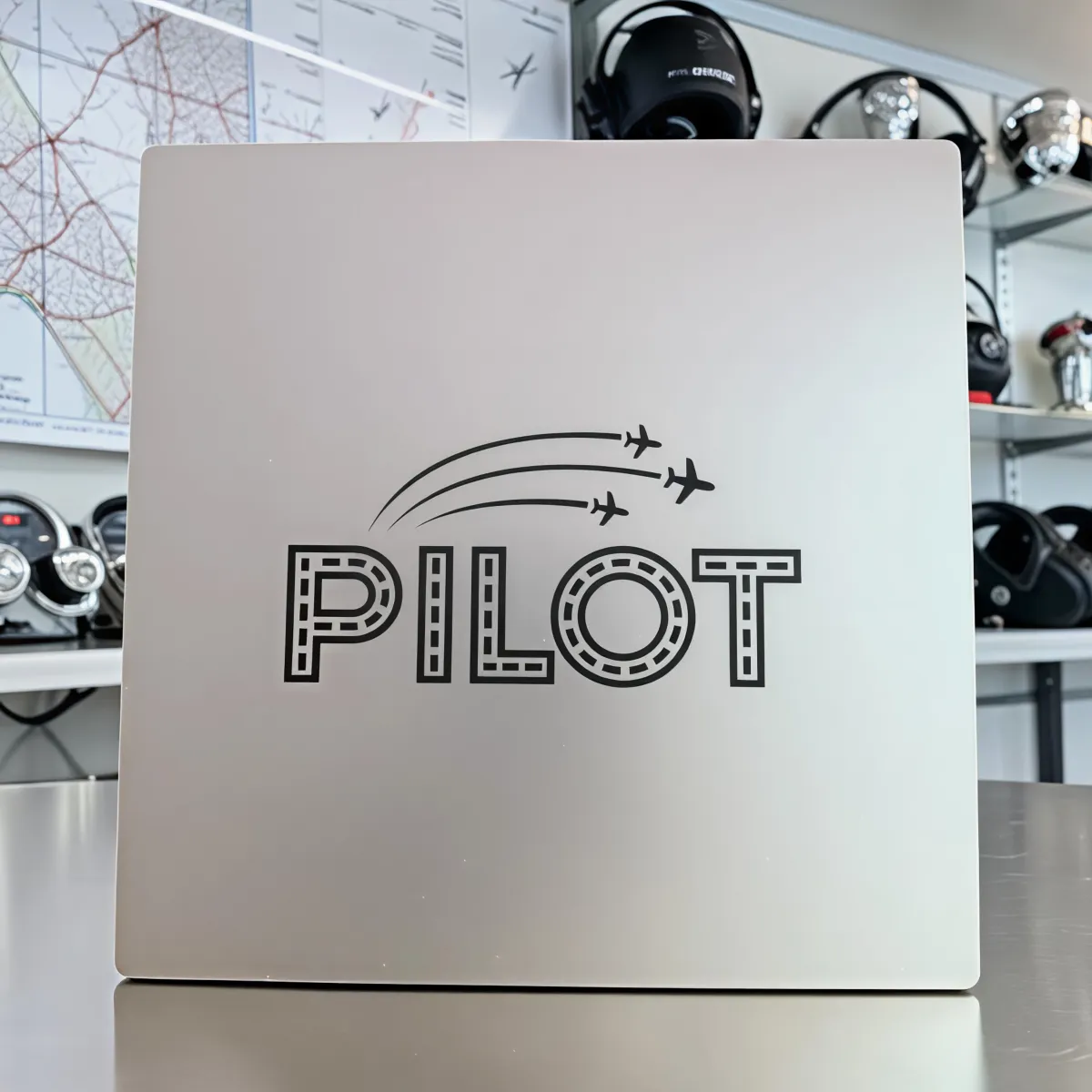 Aluminium-Mousepad – Lasergravur „PILOT mit Runway-Schrift“
