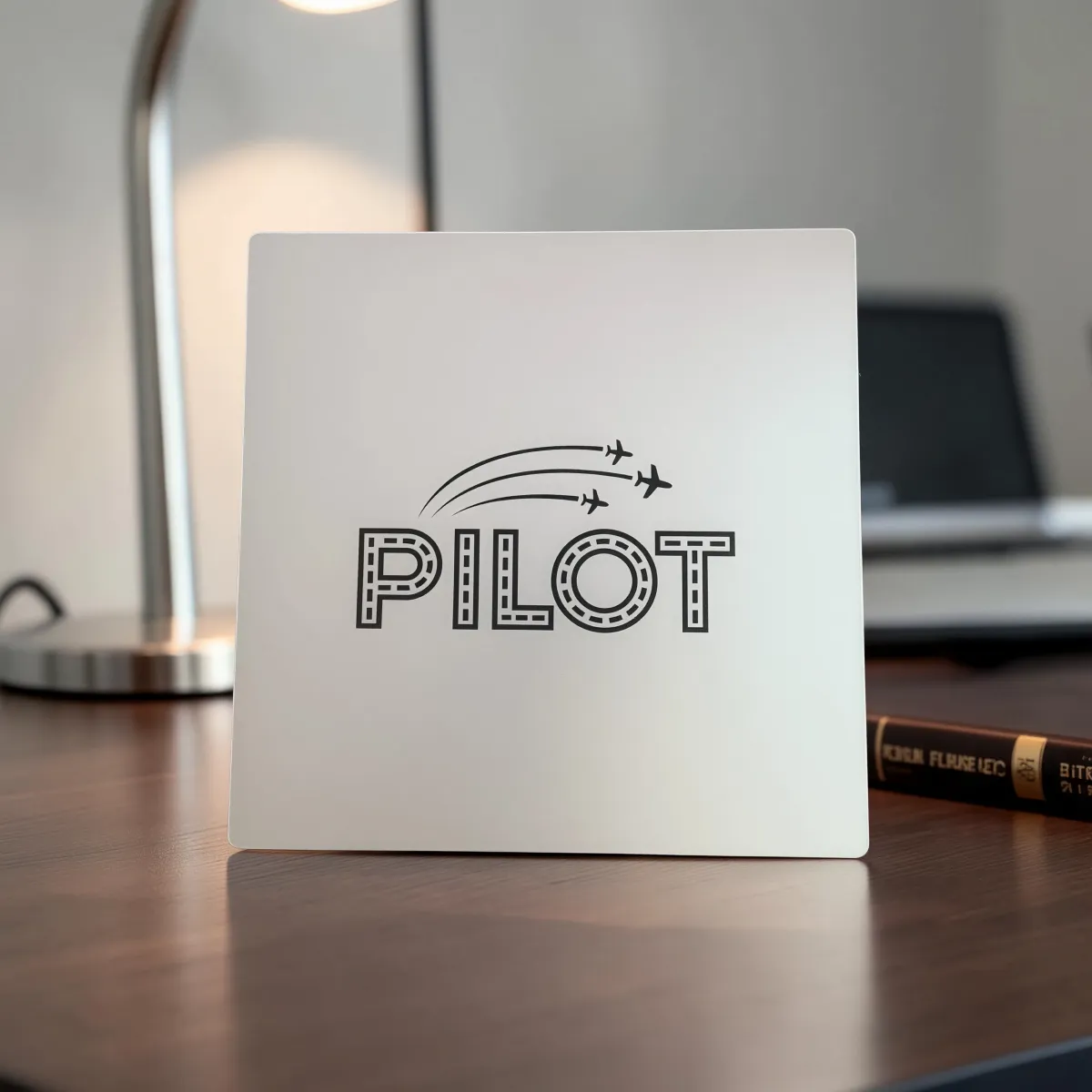 Aluminium-Mousepad – Lasergravur „PILOT mit Runway-Schrift“