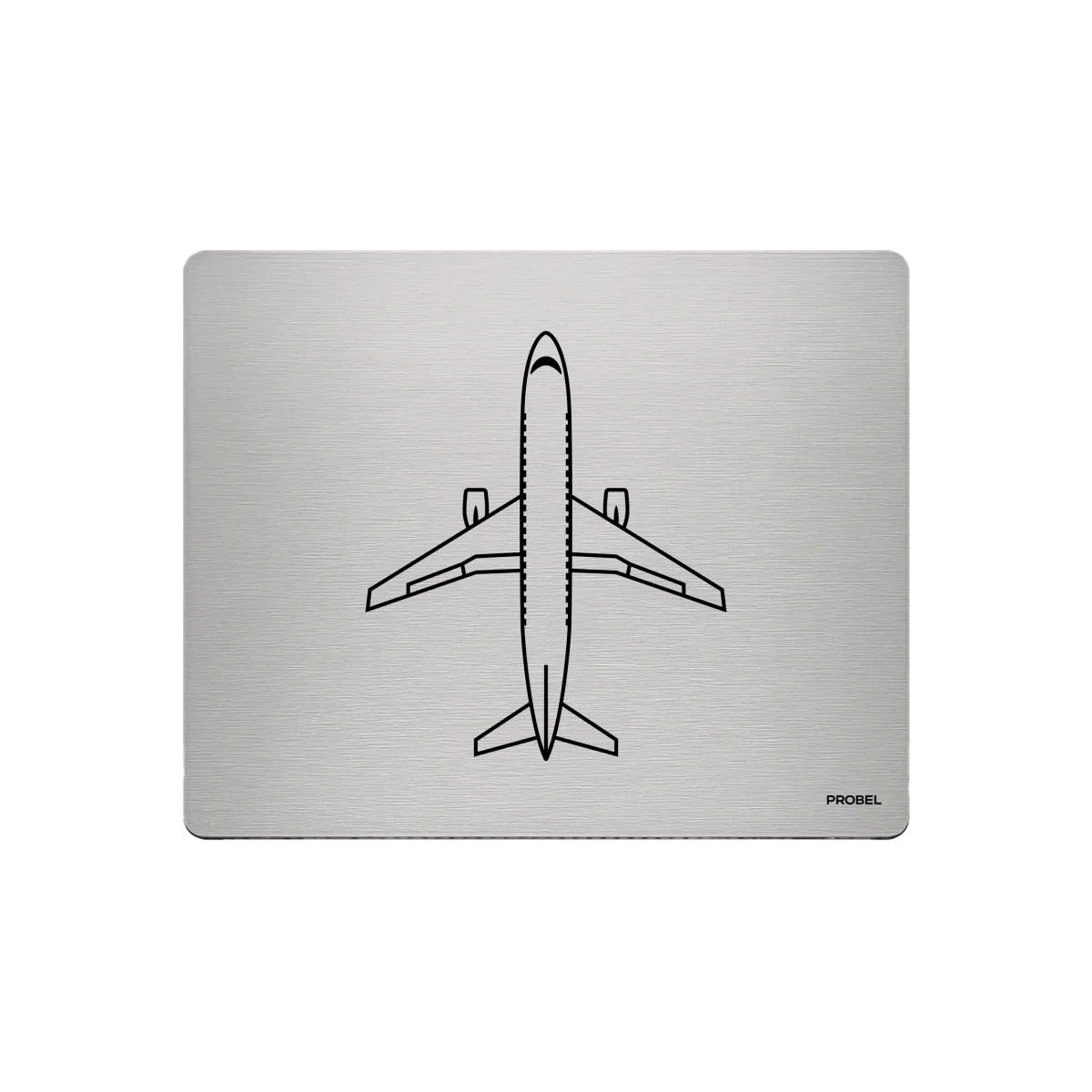 Aluminium-Mousepad – Lasergravur „Passagierflugzeug Draufsicht“