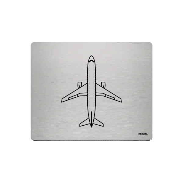 Aluminium-Mousepad – Lasergravur „Passagierflugzeug Draufsicht“