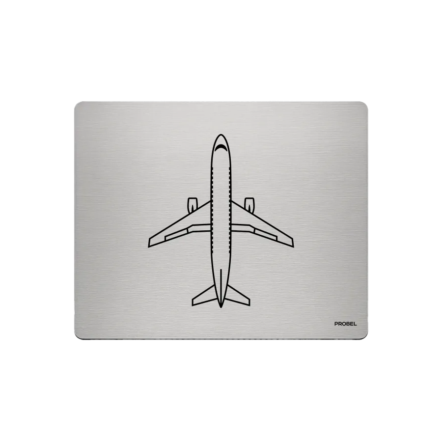 Aluminium-Mousepad – Lasergravur „Passagierflugzeug Draufsicht“